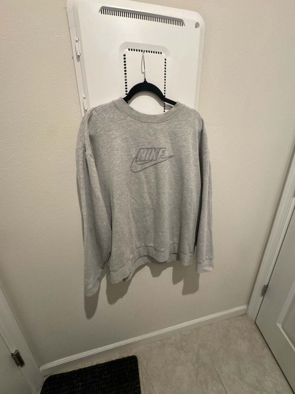 Vintage Nike Grey Crewneck Sweatshirt with Embroidered Swoosh Logo Size XL
